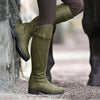 Freya | Women's Leather Knee High Buckle Strap Round Toe Boots with Block-Heel