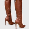Freya | Women's Leather Knee High Pointed Toe Stiletto Heel Boots with Comfortable