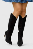 Freya | Women's Leather Knee High Pointed Toe Stiletto Heel Boots with Comfortable