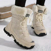 Suze | Women's Leather Waterproof Lace Up Fur Trimmed Boots with Comfortable
