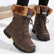 Suze | Women's Leather Waterproof Lace Up Fur Trimmed Boots with Comfortable