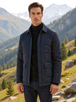 Winter Jacket Men Wool-Lined Lapel Collar Single-Breasted Nylon Blend