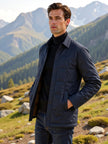 Winter Jacket Men Wool-Lined Lapel Collar Single-Breasted Nylon Blend