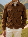 Field Jacket Men Slim Fit Lapel Collar Button Front All Season