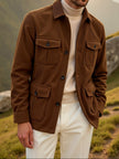 Field Jacket Men Slim Fit Lapel Collar Button Front All Season