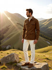 Field Jacket Men Slim Fit Lapel Collar Button Front All Season