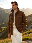 Field Jacket Men Slim Fit Lapel Collar Button Front All Season