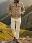 Padded Jacket Men Lapel Collar Ribbed Cuffs Regular Fit Polyester