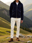 Field Jacket Men Cotton Blend Lapel Collar Zip Front Regular Fit