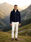 Field Jacket Men Cotton Blend Lapel Collar Zip Front Regular Fit