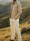 Padded Jacket Men Lapel Collar Ribbed Cuffs Regular Fit Polyester