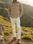 Padded Jacket Men Lapel Collar Ribbed Cuffs Regular Fit Polyester