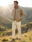 Padded Jacket Men Lapel Collar Ribbed Cuffs Regular Fit Polyester