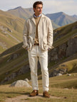 Wool-Look Jacket Men Lapel Collar Side Pockets Regular Fit Winter