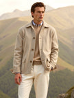 Wool-Look Jacket Men Lapel Collar Side Pockets Regular Fit Winter
