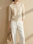 Ribbed Wool Cardigan Women Chunky Knit Winter