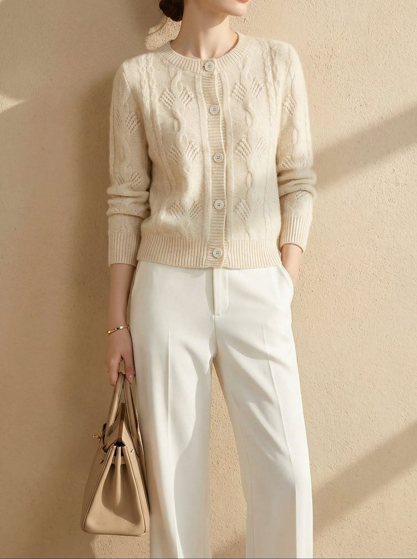 Ribbed Wool Cardigan Women Chunky Knit Winter