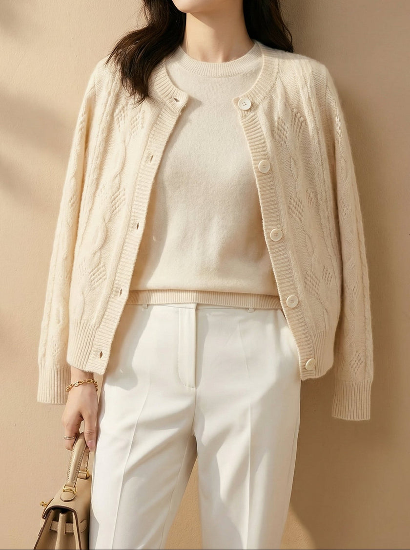 Ribbed Wool Cardigan Women Chunky Knit Winter