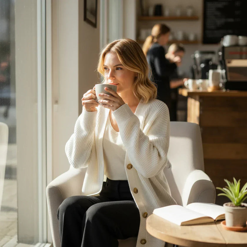 Saga | Women's Oversized Ribbed Knit Button-Front Cardigan