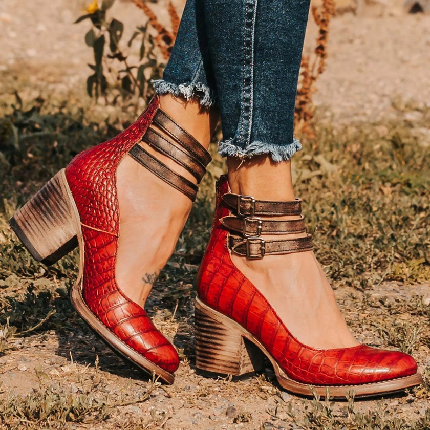 Camille | Women's Distressed Block-Heel Booties