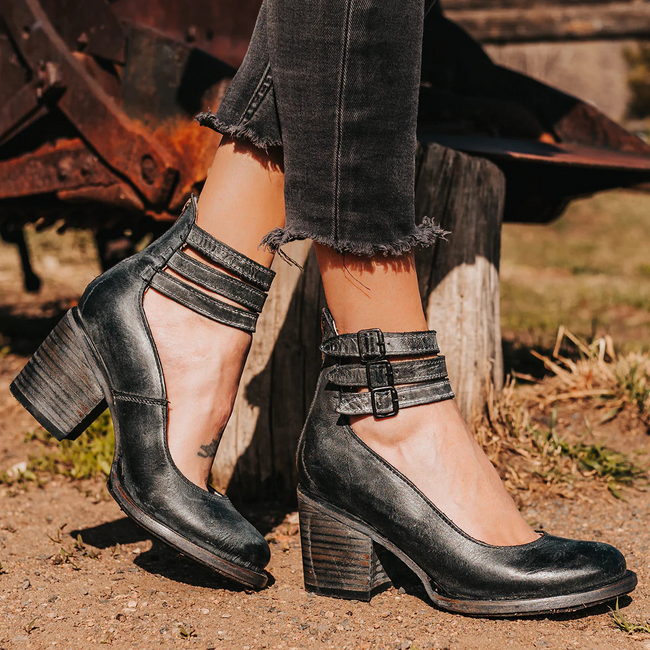 Camille | Women's Distressed Block-Heel Booties
