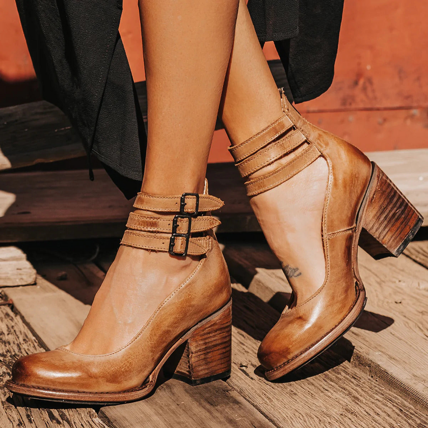 Camille | Women's Distressed Block-Heel Booties