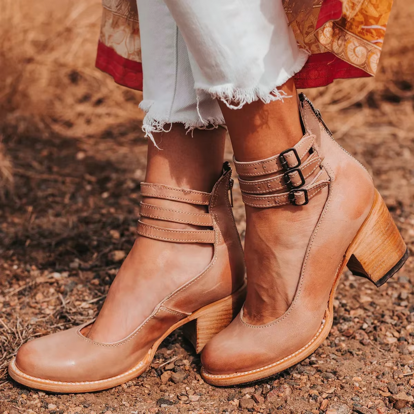 Camille | Women's Distressed Block-Heel Booties