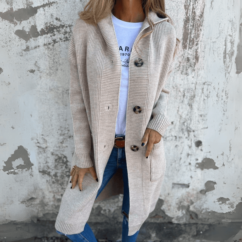 Willemijn | Women's Long Stand-Collar Collared Cardigan