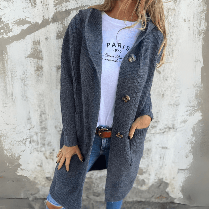 Willemijn | Women's Long Stand-Collar Collared Cardigan