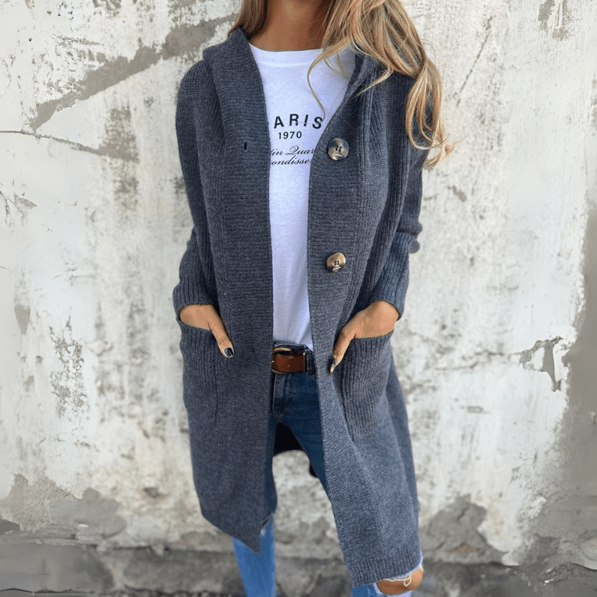 Willemijn | Women's Long Stand-Collar Collared Cardigan