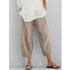FJØRNA women's lightweight summer harem pants with elastic waist, cropped design, tapered fit, suitable for casual warm-weather wear.