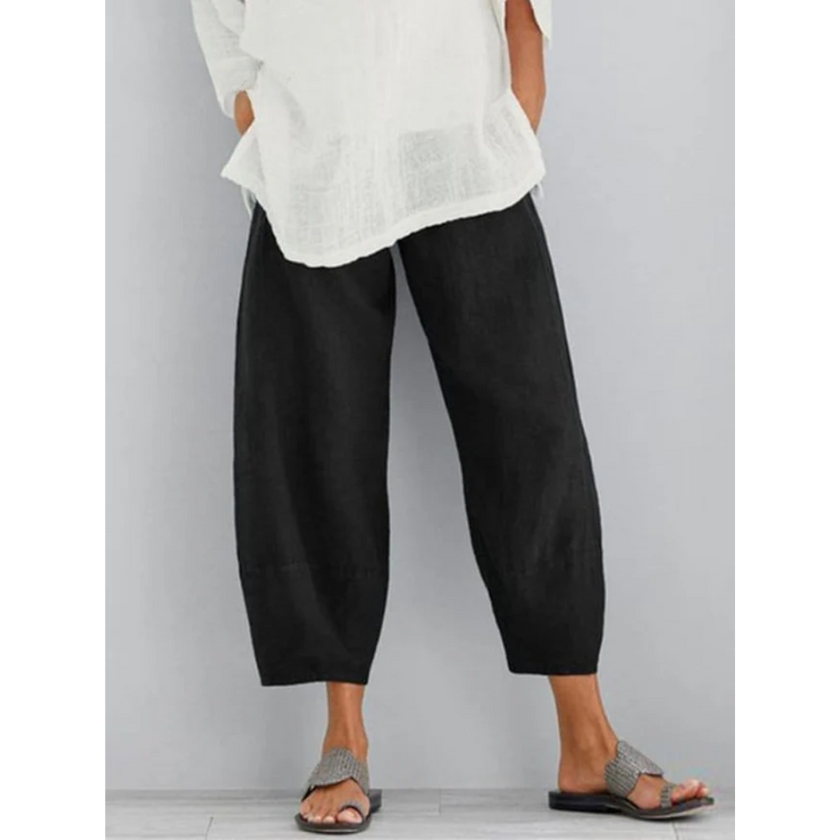 FJØRNA women's lightweight summer dress with tapered harem trousers, elastic waist, cropped style, casual and comfortable fit