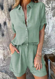 FJØRNA lightweight summer two-piece women's co-ord set with breathable, flowy fabric, perfect for warm weather.