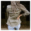 Denim Shirt Jacket Women Relaxed Fit Button Front Chest Pockets