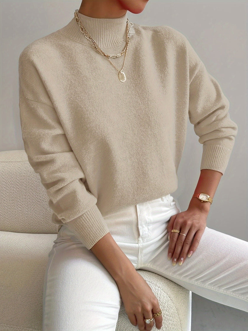 Fiona | Women's Elegant Cozy Relaxed Fit Knit Sweater with Minimalist for Layering