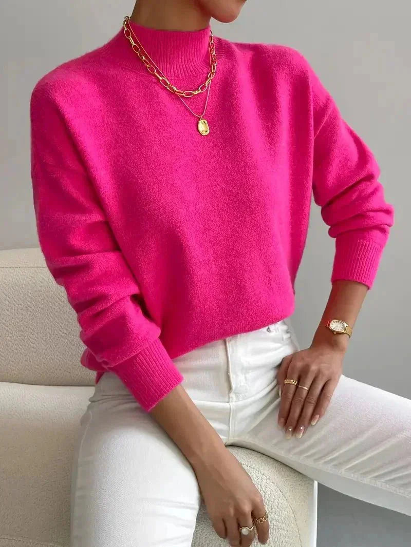 Fiona | Women's Elegant Cozy Relaxed Fit Knit Sweater with Minimalist for Layering
