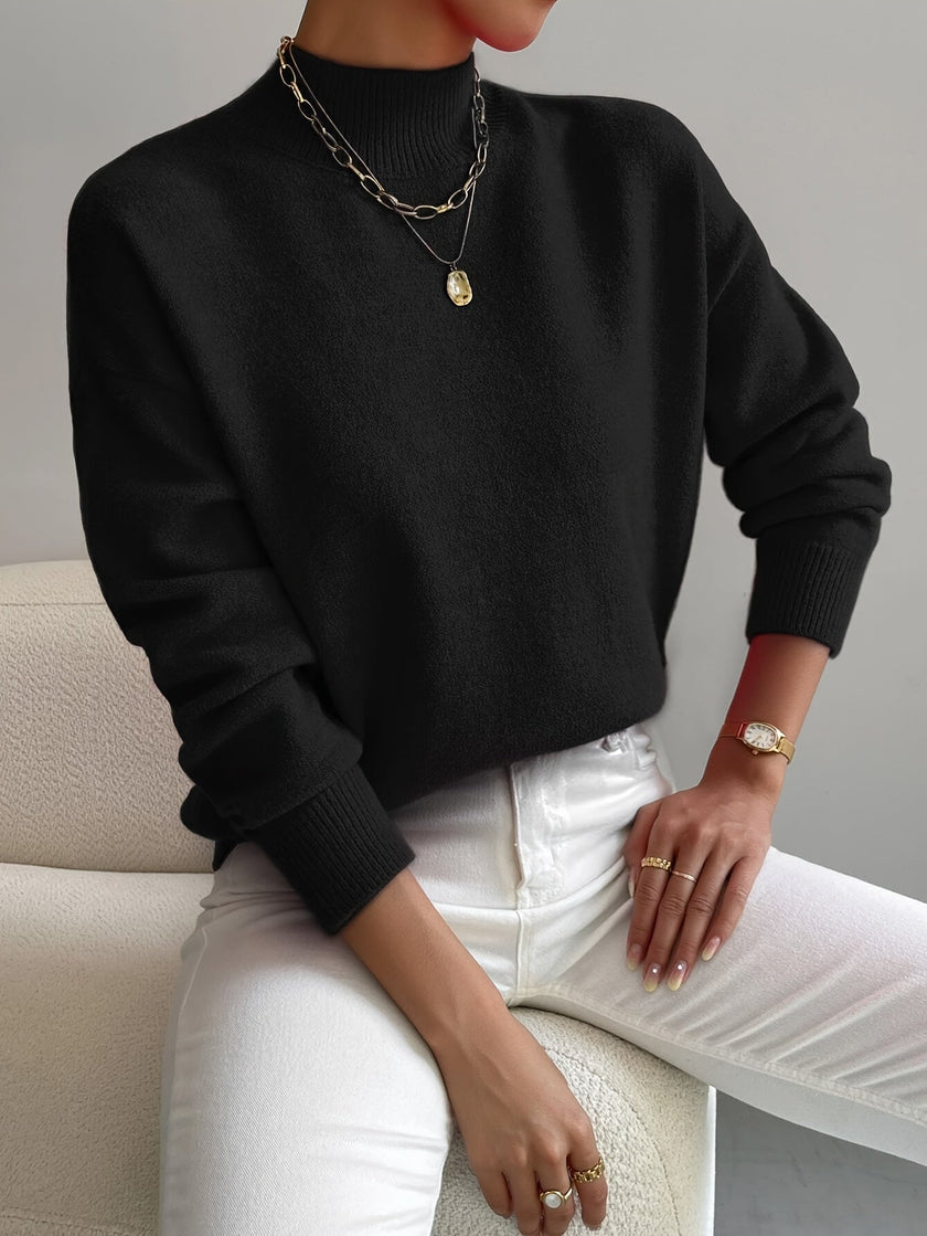 Fiona | Women's Elegant Cozy Relaxed Fit Knit Sweater with Minimalist for Layering