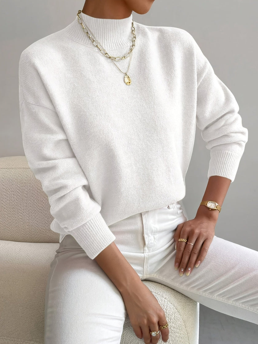 Fiona | Women's Elegant Cozy Relaxed Fit Knit Sweater with Minimalist for Layering
