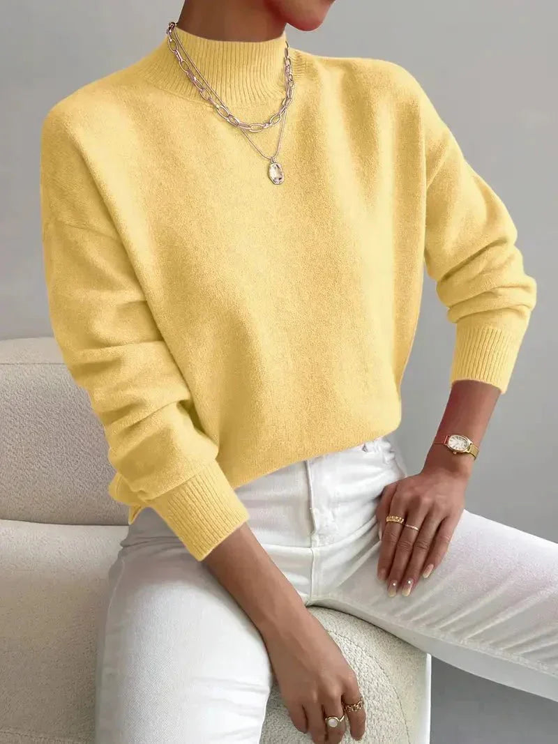 Fiona | Women's Elegant Cozy Relaxed Fit Knit Sweater with Minimalist for Layering