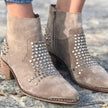 Men's | Women's Studded Ankle Block Heel Side Zip with Pointed-Toe Comfortable
