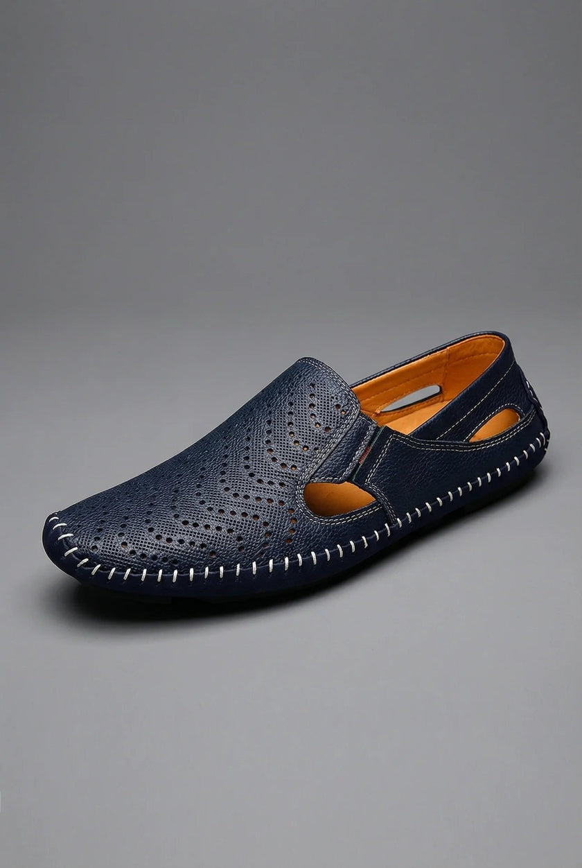 Mason | Men's Perforated Slip-On Breathable Hand-Stitched Loafers