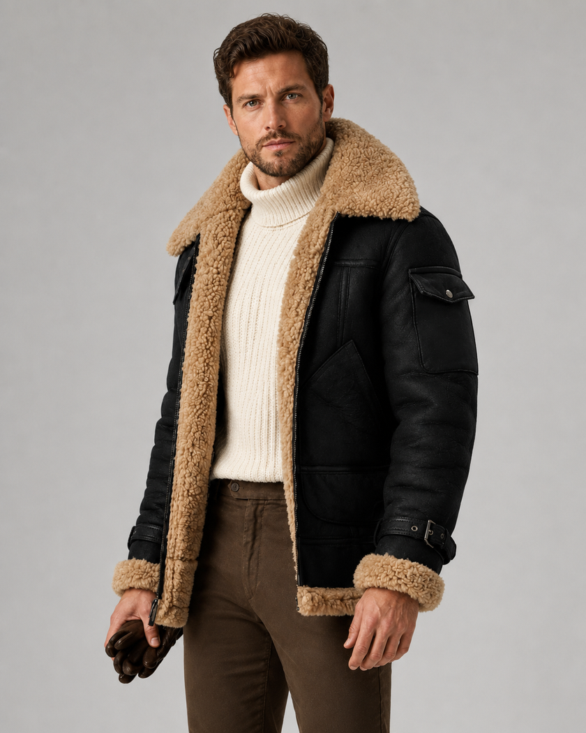 Owen | Faux Leather Aviator Jacket for Men