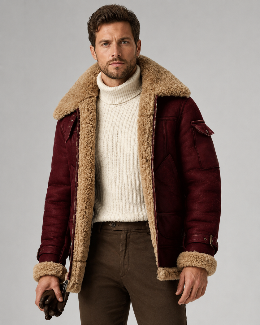 Owen | Faux Leather Aviator Jacket for Men