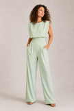 Jumpsuit Women Sleeveless High Waist Straight Leg