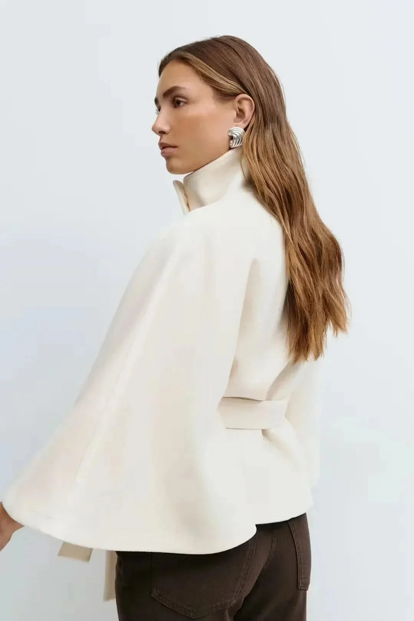 Cape Coat Belted Structured Draped Poncho Wrap Winter Cape | Alicia