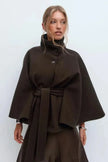 Cape Coat Belted Structured Draped Poncho Wrap Winter Cape | Alicia