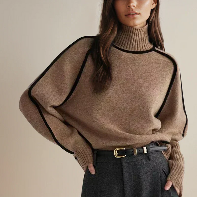 Hayden Martha | Women's Tailored Slim-Fit Knit Turtleneck Sweater Pullover with Roll-Neck Elegant for Winter