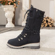 Wren | Women's Mid-Calf Lace-Up Knit-Cuff Combat Boots