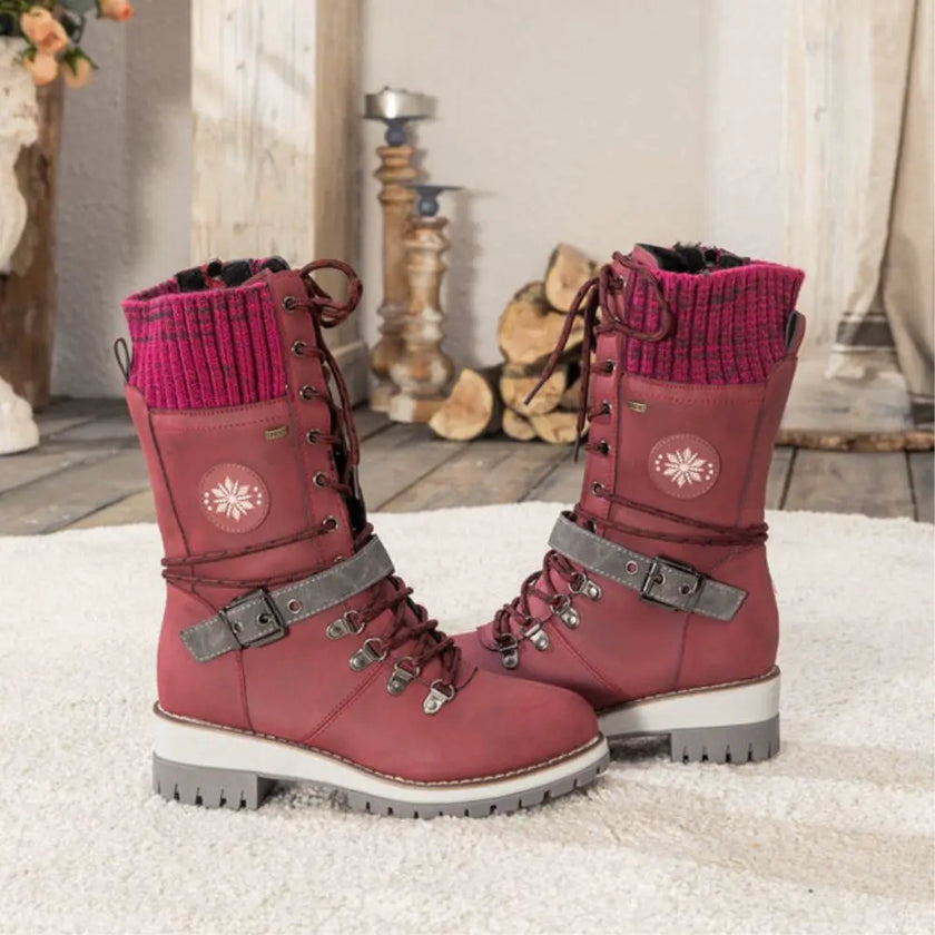 Wren | Women's Mid-Calf Lace-Up Knit-Cuff Combat Boots