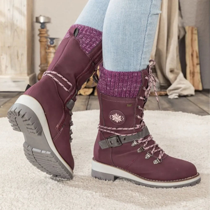 Wren | Women's Mid-Calf Lace-Up Knit-Cuff Combat Boots